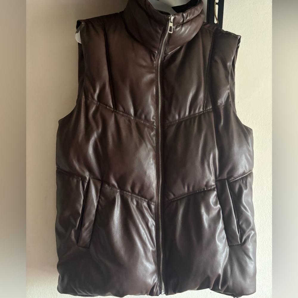 Fashion Nova Dark Brown Quilted Vest